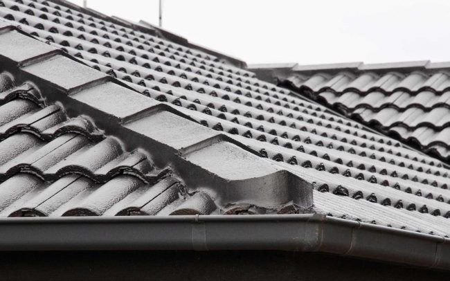 Freshly repaired tile roof